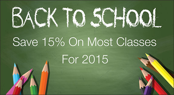 Save 15% Now Through the August 15, 2015